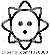 Poster, Art Print Of Black And White Surprised Sun Character In 8 Bit Style