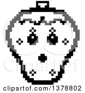 Poster, Art Print Of Black And White Surprised Strawberry Character In 8 Bit Style