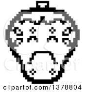 Clipart Of A Black And White Crying Strawberry Character In 8 Bit Style Royalty Free Vector Illustration by Cory Thoman