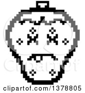 Clipart Of A Black And White Dead Strawberry Character In 8 Bit Style Royalty Free Vector Illustration