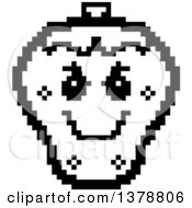 Clipart Of A Black And White Grinning Evil Strawberry Character In 8 Bit Style Royalty Free Vector Illustration by Cory Thoman