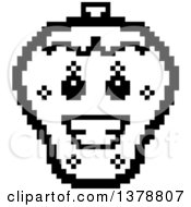 Poster, Art Print Of Black And White Happy Strawberry Character In 8 Bit Style