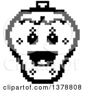 Poster, Art Print Of Black And White Happy Strawberry Character In 8 Bit Style