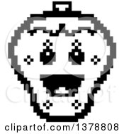 Clipart Of A Black And White Happy Strawberry Character In 8 Bit Style Royalty Free Vector Illustration by Cory Thoman