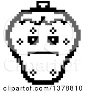 Clipart Of A Black And White Serious Strawberry Character In 8 Bit Style Royalty Free Vector Illustration by Cory Thoman