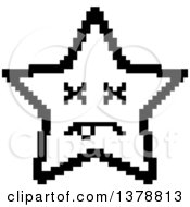 Clipart Of A Black And White Dead Star Character In 8 Bit Style Royalty Free Vector Illustration