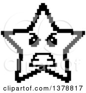 Clipart Of A Black And White Mad Star Character In 8 Bit Style Royalty Free Vector Illustration