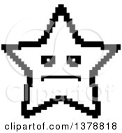 Clipart Of A Black And White Serious Star Character In 8 Bit Style Royalty Free Vector Illustration