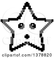 Clipart Of A Black And White Surprised Star Character In 8 Bit Style Royalty Free Vector Illustration