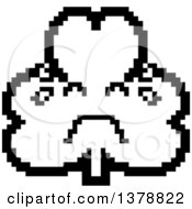 Clipart Of A Black And White Crying Clover Shamrock Character In 8 Bit Style Royalty Free Vector Illustration