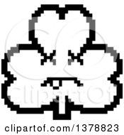 Clipart Of A Black And White Dead Clover Shamrock Character In 8 Bit Style Royalty Free Vector Illustration