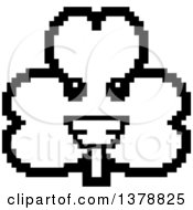 Poster, Art Print Of Black And White Happy Clover Shamrock Character In 8 Bit Style