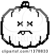 Poster, Art Print Of Black And White Dead Pumpkin Character In 8 Bit Style