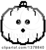 Poster, Art Print Of Black And White Surprised Pumpkin Character In 8 Bit Style