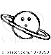 Poster, Art Print Of Black And White Surprised Planet Character In 8 Bit Style