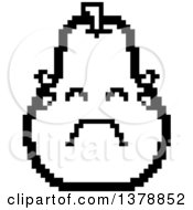 Clipart Of A Black And White Crying Pear Character In 8 Bit Style Royalty Free Vector Illustration