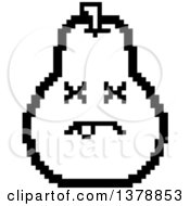 Clipart Of A Black And White Dead Pear Character In 8 Bit Style Royalty Free Vector Illustration