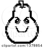 Poster, Art Print Of Black And White Grinning Evil Pear Character In 8 Bit Style