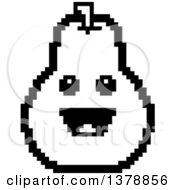 Poster, Art Print Of Black And White Happy Pear Character In 8 Bit Style