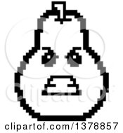 Clipart Of A Black And White Mad Pear Character In 8 Bit Style Royalty Free Vector Illustration