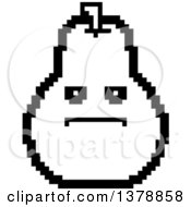 Poster, Art Print Of Black And White Serious Pear Character In 8 Bit Style