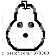 Poster, Art Print Of Black And White Surprised Pear Character In 8 Bit Style