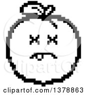 Clipart Of A Black And White Dead Peach Character In 8 Bit Style Royalty Free Vector Illustration