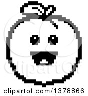 Clipart Of A Black And White Happy Peach Character In 8 Bit Style Royalty Free Vector Illustration