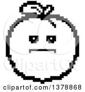Poster, Art Print Of Black And White Serious Peach Character In 8 Bit Style