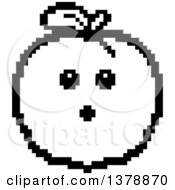 Clipart Of A Black And White Surprised Peach Character In 8 Bit Style Royalty Free Vector Illustration