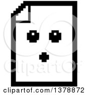 Poster, Art Print Of Black And White Surprised Note Document Character In 8 Bit Style