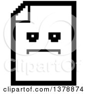 Poster, Art Print Of Black And White Serious Note Document Character In 8 Bit Style