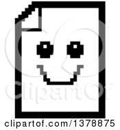 Poster, Art Print Of Black And White Happy Note Document Character In 8 Bit Style
