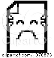 Poster, Art Print Of Black And White Crying Note Document Character In 8 Bit Style