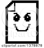 Poster, Art Print Of Black And White Grinning Evil Note Document Character In 8 Bit Style