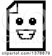Poster, Art Print Of Black And White Happy Note Document Character In 8 Bit Style
