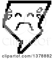 Poster, Art Print Of Black And White Crying Lightning Bolt Character In 8 Bit Style