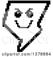 Clipart Of A Black And White Grinning Evil Lightning Bolt Character In 8 Bit Style Royalty Free Vector Illustration