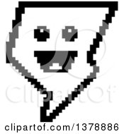 Clipart Of A Black And White Happy Lightning Bolt Character In 8 Bit Style Royalty Free Vector Illustration