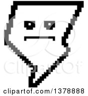 Poster, Art Print Of Black And White Serious Lightning Bolt Character In 8 Bit Style