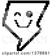 Clipart Of A Black And White Winking Lightning Bolt Character In 8 Bit Style Royalty Free Vector Illustration