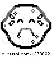 Clipart Of A Black And White Crying Lemon Character In 8 Bit Style Royalty Free Vector Illustration
