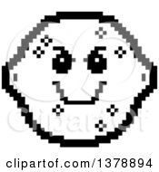 Clipart Of A Black And White Grinning Evil Lemon Character In 8 Bit Style Royalty Free Vector Illustration