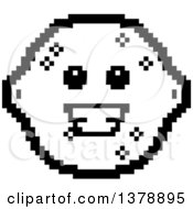 Clipart Of A Black And White Happy Lemon Character In 8 Bit Style Royalty Free Vector Illustration