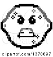 Clipart Of A Black And White Mad Lemon Character In 8 Bit Style Royalty Free Vector Illustration