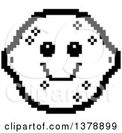 Clipart Of A Black And White Happy Lemon Character In 8 Bit Style Royalty Free Vector Illustration