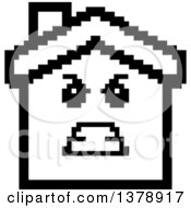 Poster, Art Print Of Black And White Mad House Character In 8 Bit Style