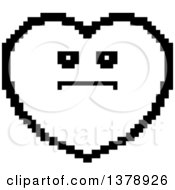 Poster, Art Print Of Black And White Serious Heart Character In 8 Bit Style