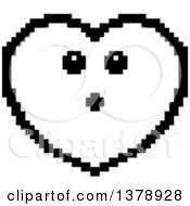 Poster, Art Print Of Black And White Surprised Heart Character In 8 Bit Style