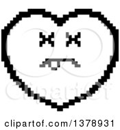 Clipart Of A Black And White Dead Heart Character In 8 Bit Style Royalty Free Vector Illustration
